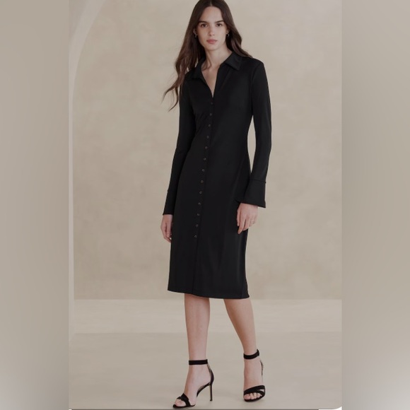 Banana Republic Dresses & Skirts - Banana Republic Factory Midi Shirtdress Black Dress NWT Sz L Old Money